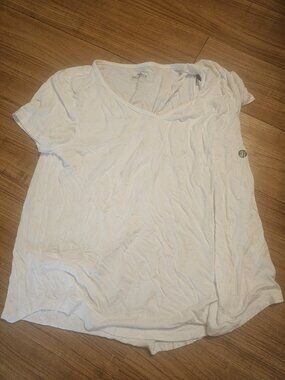 Hollister Must Have Collection T Shirt Solid White V Neck Womens Size Large